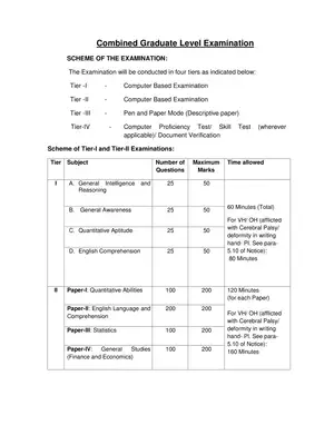 Combined Graduate Level Marks Scheme Examination