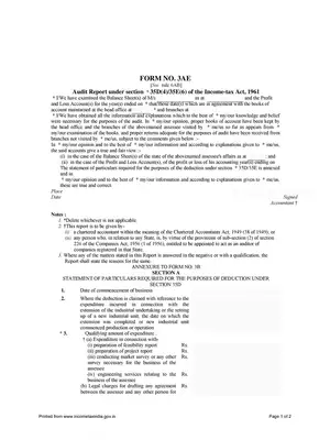 Form No 3AE Audit Report under section 35D(4)/35E(6)