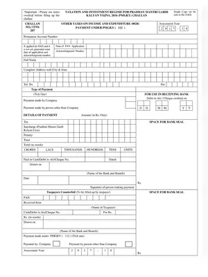 Income Tax Challan Form 287