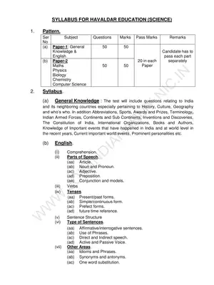 Indian Army Havaldar Science Syllabus