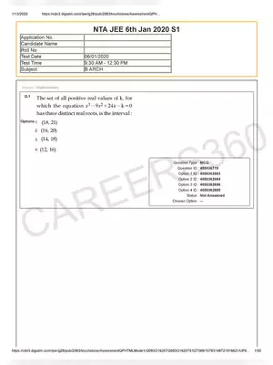 JEE Main 2020 Question Paper 2  Forenoon Shift