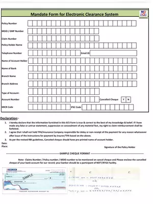 MDINDIA ECS Form