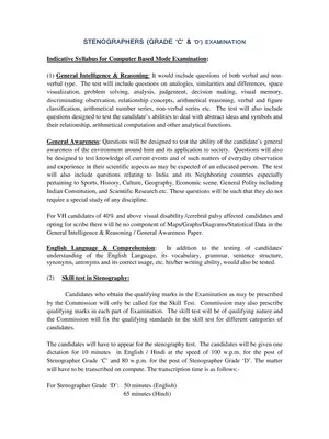 Stenographers (Grade C & D ) Examination Syllabus