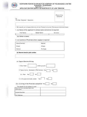 Telangana LT New Connection Form