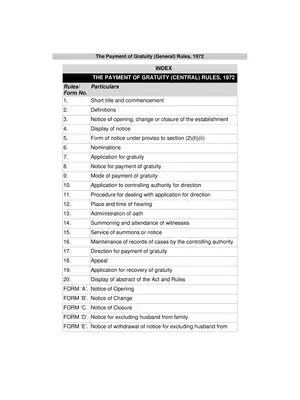 The Payment of Gratuity (Central) Rules, 1972