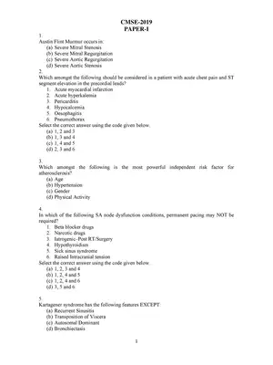 UPSC  Combined Medical Services  Paper-I Exam 2019