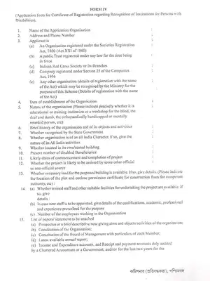 West Bengal Persons with Disabilities Institution Registration Certificate