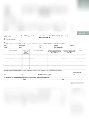 West Bengal Ration Card Surrendering Form (7-R) Rural Area