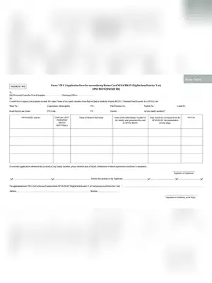 West Bengal Ration Card Surrendering Form (7-U) Urban Area