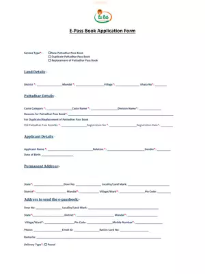 AP Meeseva E Pattadhar Pass Book Form