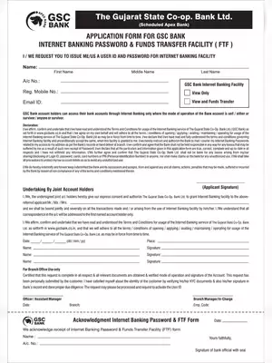 GSC Bank Retail Users Internet Banking Form