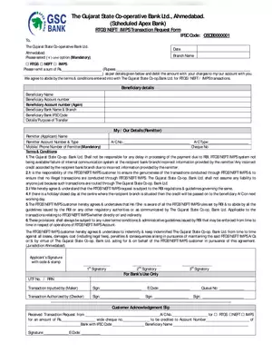 GSC Bank RTGS/NEFT Form