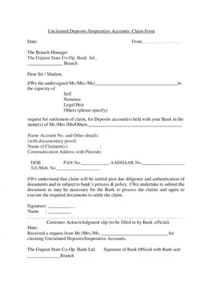 GSC Bank Unclaimed Deposits Claim Form