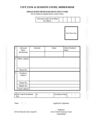 Gujarat Advocates’s Code Application Form