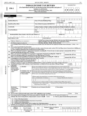 ITR-2 Form 2020-21