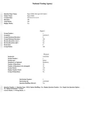 JEE Main 10th April 2019 Question Paper Shift 1