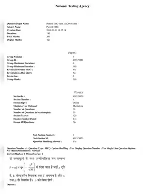 JEE Main 11th Jan 2019 Question Paper Shift 1