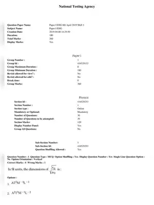 JEE Main 8th April 2019 Question Paper Shift 1