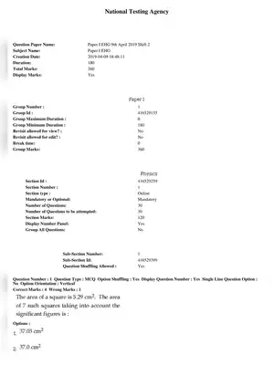 JEE Main 9th April 2019 Question Paper Shift 2