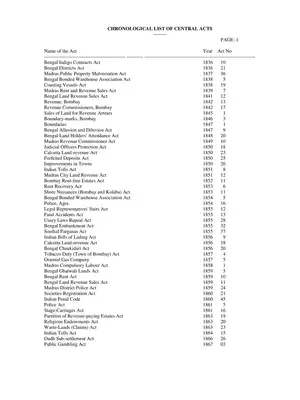 List of Central Acts Chronological