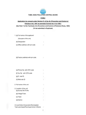 Tamil Nadu Pollution Control Board Application for Consent Under Air Act