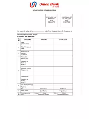 Union Mortgage Application Form