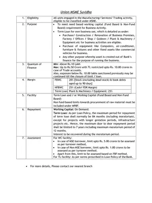 Union MSME Suvidha Yojana