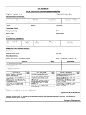 YSR Navasakam JVD Fee Reimbursement Proforma