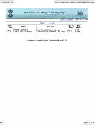 Andaman and Nicobar Islands RTO Code