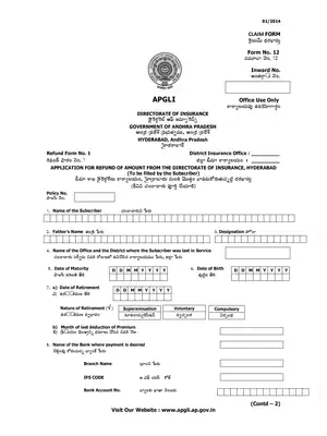 APGLI Refund Form Andhra Pradesh