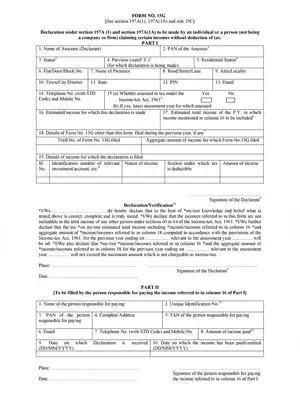 Canara Bank 15G Form