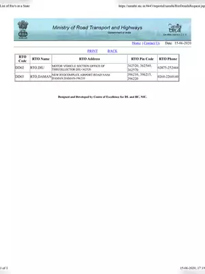 Daman and Diu RTO Code List