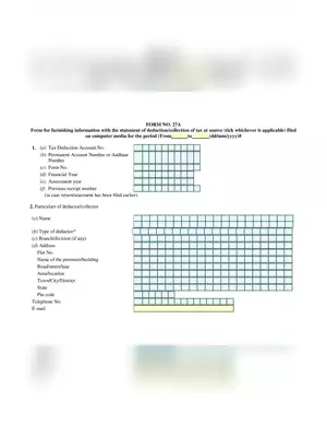 Form No 27A -Statement of Deduction/Collection of Tax at Source