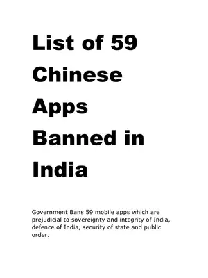 List of 59 Chinese Apps Banned in India