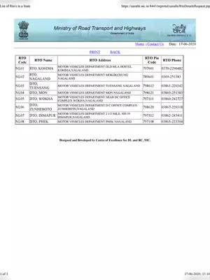 Nagaland RTO Code List / Office Address & Number