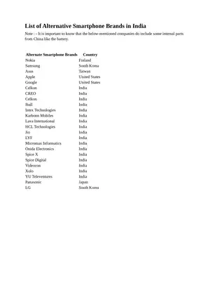 Non Chinese / Alternative Smartphone Brands in India