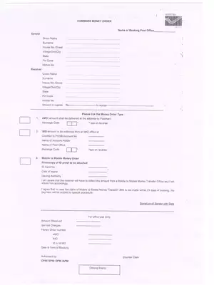 Post Office Money Order Form