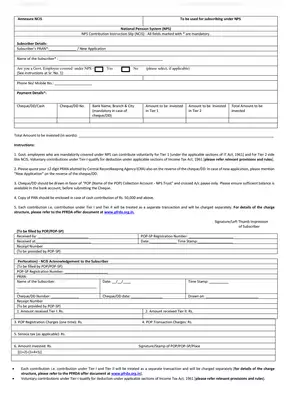 Post Office NPS Contribution Slip