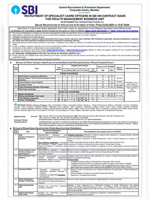 SBI SCO Advt. No-CRPD/ SCO/ 2020-21/ 03 Notification 2020