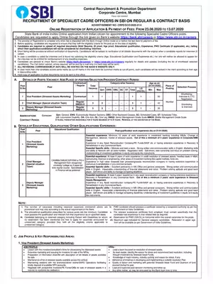 SBI SCO Advt. No-CRPD/ SCO/ 2020-21/ 04 Notification 2020