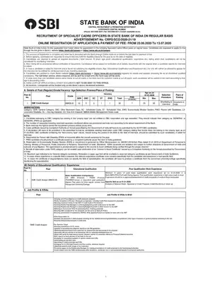 SBI SCO Advt. No. CRPD/SCO/2020-21/19 Notification 2020