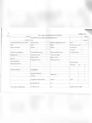 UCO Bank Indo-Nepal Electronic Funds Transfer Form