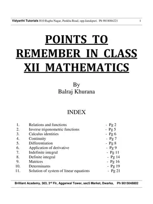 12th Maths Formulas List