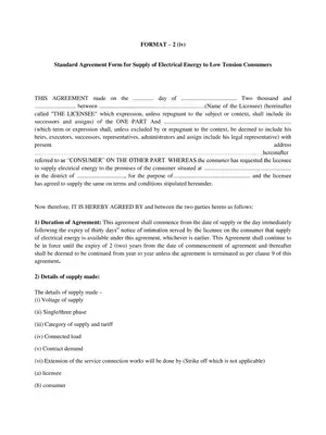 Agreement Format for LT Connection – APDCL