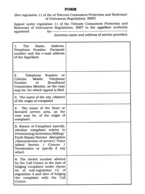 Asianet Broadband Appeal Form