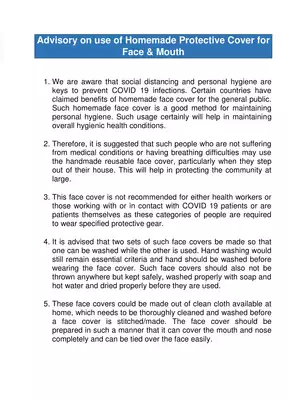 Face Mask Pattern Advisory by MOHFW