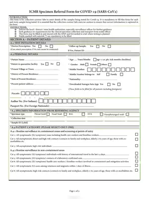 ICMR Specimen Referral Form for COVID-19