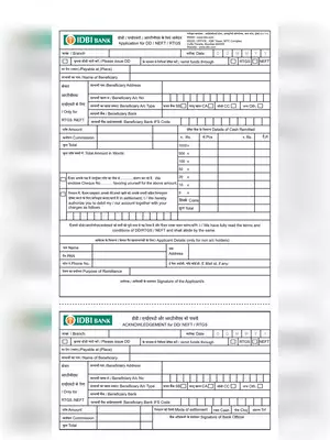 IDBI DD/NEFT/RTGS Form