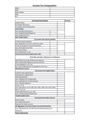 Income Tax Computation Format