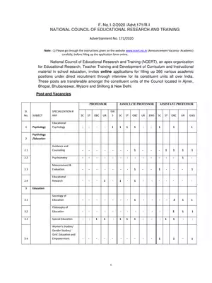 NCERT Recruitment Notification 2020